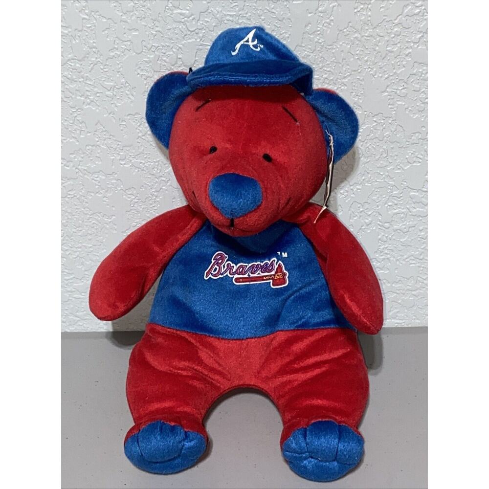 VTG MLB Atlanta Braves Good Stuff Teddy Bear Plush Toy 2002 RARE Red Blue 14”